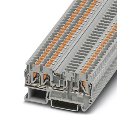 Phoenix Contact Disconnect - Multi-Conductor Terminal Block; PTC 2.5-TWIN-TG ; 10A; 300V; 1-Level; #24 - #12; Push-In Connection; Gray